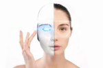 AI-powered skin analysis technology scanning a woman's face for personalized skincare recommendations