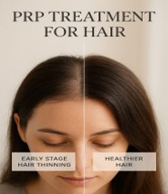 Comparison showing hair thinning improvement after PRP therapy for hair restoration and scalp rejuvenation